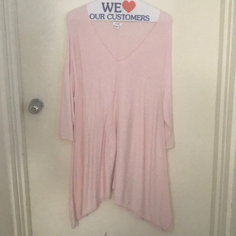 Pink sweater v neck tunic